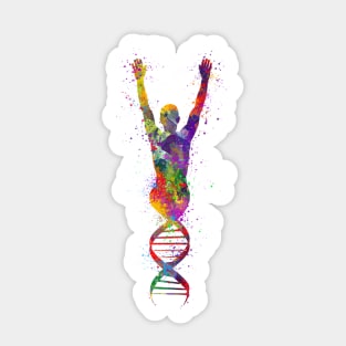 Human DNA Colorful Watercolor Genetics Gift Sticker